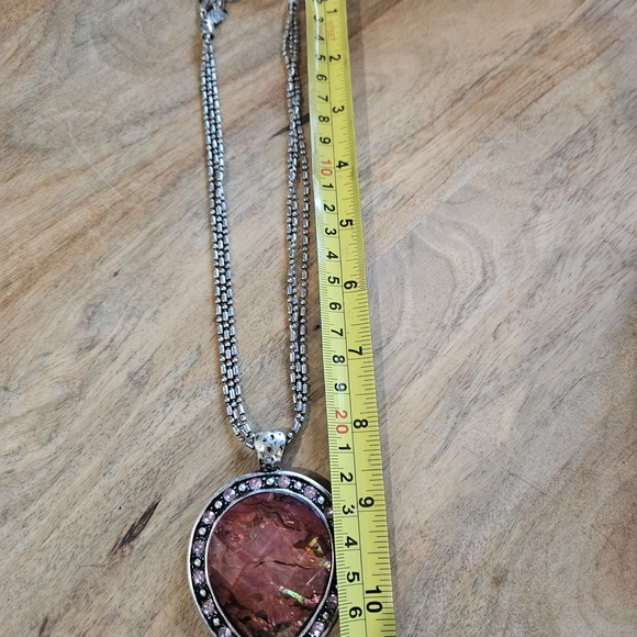 Laura Ashley Silver Necklace with Pink Gemstone Pendant - Picture 9 of 11